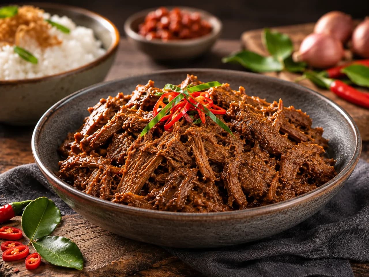 Pulled beef rendang
